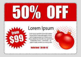 business coupon. Vector illustration Sale of goods and services. Christmas sale. Voucher.