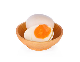 salted egg in bowl on white background