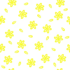 Zelfklevend Fotobehang Yellow daisies drawn seamless vector  © Freesia
