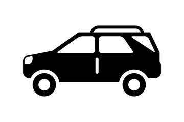 Car icon, suv vehicle icon, black isolated on white background, vector illustration.