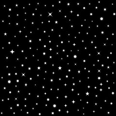 Fototapeta premium Twinkling stars pattern, starry sky background, white isolated on black, vector illustration.