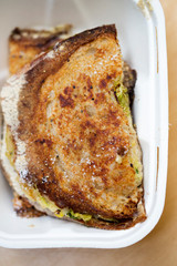 Sourdough toastie with cheese and brussels sprouts