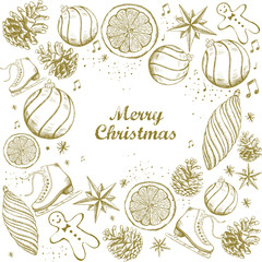 Merry Christmas and New Year set. Christmas Doodle collection.