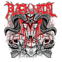 Obraz premium Gothic sign with skull, grunge vintage design t shirts 