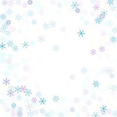 Falling down snow confetti, snowflake vector border. Festive winter, Christmas, New Year sale background. Cold weather, winter storm, scatter texture. Hipster snowfall falling snowflakes cool confetti