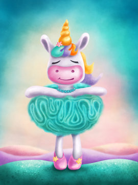 Fototapeta Illustration of a cute unicorn