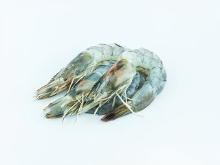 Fresh shrimp on white background,