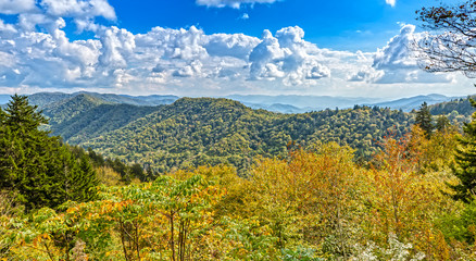 Panoramic View over the Great Smoky Mountains in Tennessee