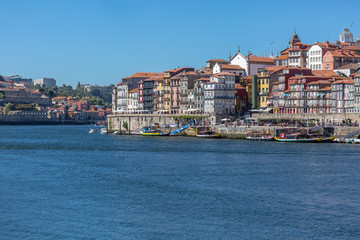 View of river Douro, with recreational boat on Porto dock, for touristic tours