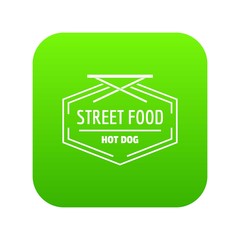 Hot dog icon green vector isolated on white background
