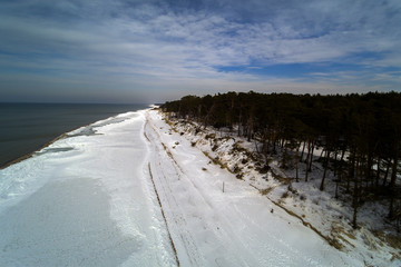 Baltic sea cost in winter, Bernati, Latvia.