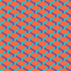 Seamless pattern with 3-D effect cubes in perspective. Retro vintage abstract background. Design graphic element saved as a vector illustration