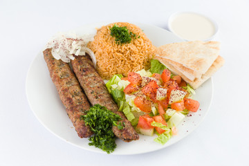 Beef Kafta Kabab with Rice and  Salad