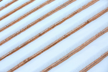 Stair covered by snow in the winter 