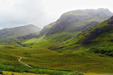 Scottish landscapes: Hikers at Glen Coe National Nature Reserve