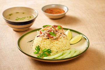 Chicken rice. Chicken rice in Hoi An, Vietnam. Hoi An, known as Faifo. Hoian in Vietnam's Quang Nam Province