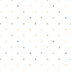 Seamless pattern with simple shapes created in flat thin style. Design graphic element saved as a vector illustration