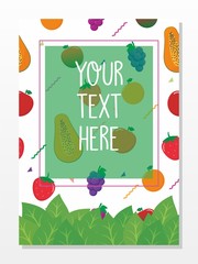 Poster/label/card/menu template with fruits and leaves vector 
