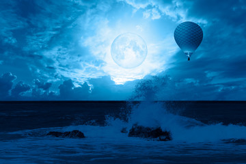 Night sky with moon in the clouds 