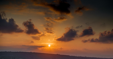 Scenic landscape during sunset