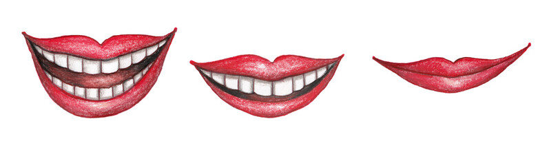 Naklejka premium Münder (Lachen, Lächeln), Illustration von Kathrin Schwertner 