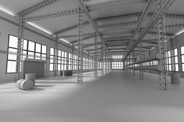 Factory construction  3d render