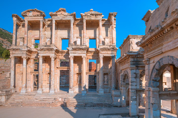 Ruins of Celsius Library in ancient city Ephesus, Turkey 