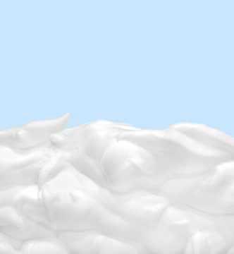 Gentle white cosmetic cream on blue background.