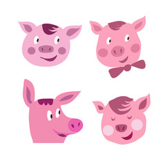 Set of cute cartoon pigs2