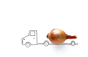 Drawing of truck transporting onion