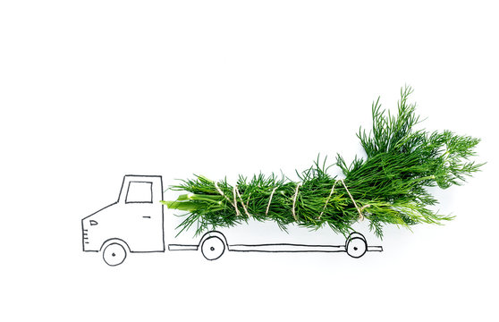 Drawing of truck transporting dill