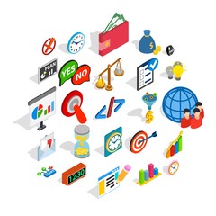 Interchange icons set. Isometric set of 25 interchange vector icons for web isolated on white background