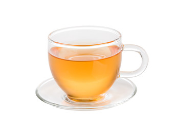Cup of tea on white background