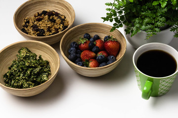 Coffee with healthy snacks