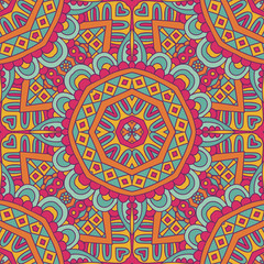 Abstract Tribal vintage ethnic seamless pattern ornamental. Festive colorful background design