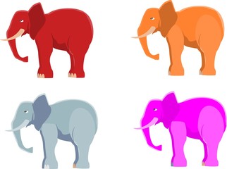 cartoon cute elephants colored vector illustration