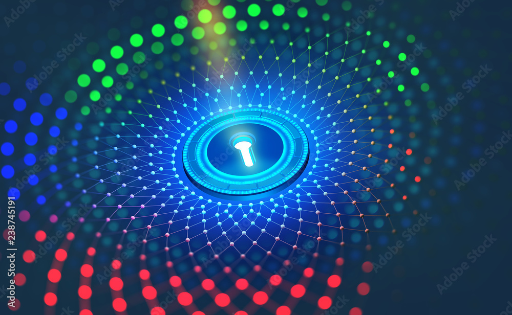 Poster digital data protection. internet security in the global network. concept cyberspace of the future. 