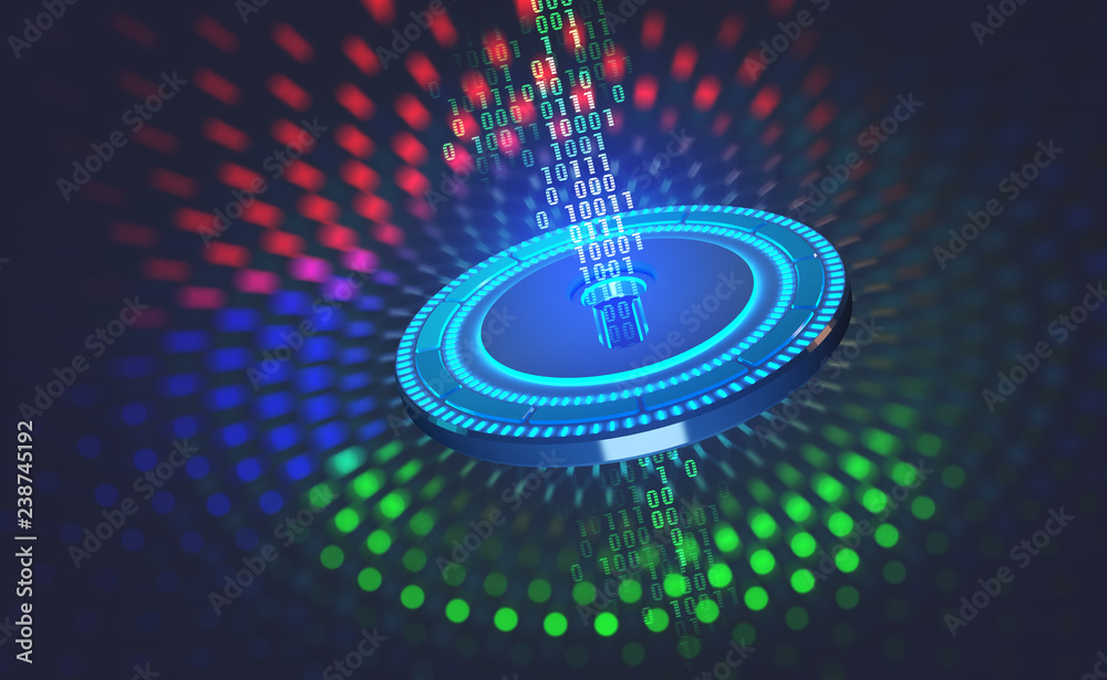 Poster digital data protection. internet security in the global network. concept cyberspace of the future. 