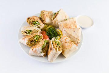 Arabic Falafel Shawerma Plate in Mediterranean Levantine  Cuisine