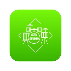 Instrument studio icon green vector isolated on white background