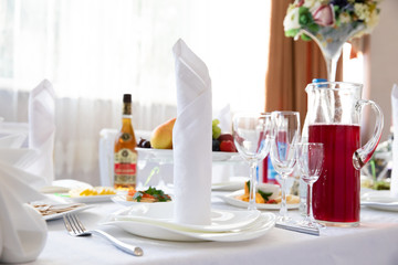 Served table in the restaurant 