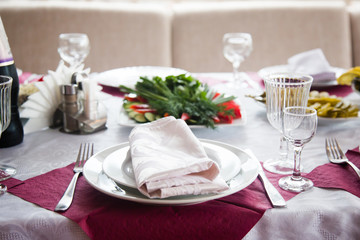 Served table in the restaurant 