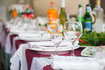 Served table in the restaurant 