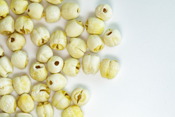 Image of lotus seed on the white background. Food.