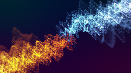 abstract background of line wave pulse with neon light effect