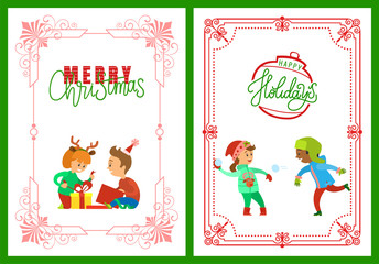 Merry Christmas and Happy Holidays Children Set