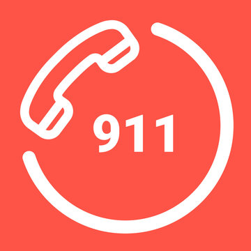911 Emergency Call Number Isolated On A White Background. Vector Icon Illustration. Unique Pattern Design For Brochures, Web, Printed Materials, Logos