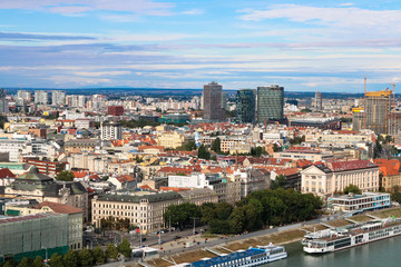 View on the city of Bratislava from the UFO restaurant