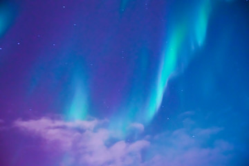 Naklejka na ściany i meble abstract bright background blue green purple northern lights stars 