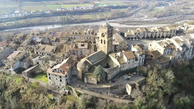 Ainsa. Village of Huesca. Aragon ,Spain. 4k Drone Video